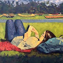 Reading in the park. Un proyecto de Pintura acrílica, Bellas Artes y Pintura de Cibele Ferraz - 03.07.2025