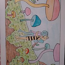 Flu y Bit en acuarela. . Un proyecto de Diseño de personajes, Dibujo, Ilustración tradicional, Ilustración con tinta, Manga y Pintura a la acuarela de Angélica Melisa Mujica Olivares - 04.07.2025