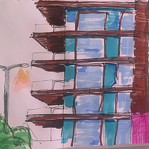 Fachada de casa Ein Projekt aus dem Bereich Architektonische Illustration, Zeichnung, Illustration mit Tinte, Sketchbook und Skizzenentwurf von juanjavierglzr - 07.07.2025