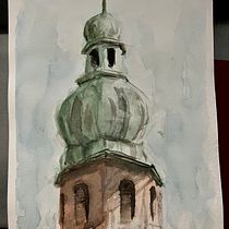 Church Tower. Un projet de Dessin, Aquarelle, Illustration architecturale, Carnet de croquis , et Esquisse  de studio_675761 - 10.07.2025