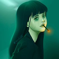 Retrato Smoking Girl. Een project van Traditionele illustratie, Digitale illustratie y  Digitaal schilderij van Gabriel Garaban - 11.07.2025