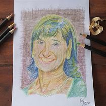 Dibujo de dama en colores. Desenho com lápis de cor, Desenho, Desenho de retrato, e Sketchbook projeto de Edison Hurtado Morales - 16.07.2025