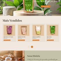 Site: Bule de Chá. Design, Design digital, Design gráfico, Mobile Design, Web Design, Teoria da cor, e UX / UI projeto de Natália Deiró - 17.07.2025