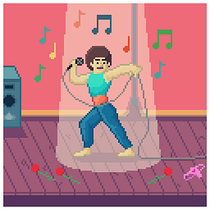 El cantante de afro y mostacho. Design de personagens, Videogames, Pixel Art, e Design de videogames projeto de enzomaurelli98 - 18.07.2025
