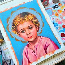 Retrato Artístico del Niño Jesús.. Fine Arts, Oil Painting, and Painting project by Elías López - 07.21.2025