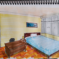 Representación de mi dormitorio. Un proyecto de Arquitectura e Ilustración arquitectónica de Oscar Sotomayor - 22.07.2025