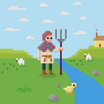 Un campesino medieval. Un proyecto de Animación de personajes, Videojuegos, Pixel art y Desarrollo de videojuegos de enzomaurelli98 - 23.07.2025