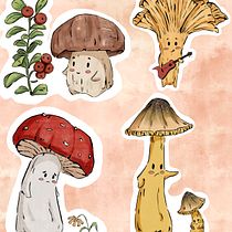 Mushroom stickers . Character Design, Digital Drawing, Digital Illustration, and Drawing project by shaizashairin - 07.23.2025