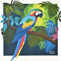 Guacamaya Magia Tropical. Acr, lic Painting, Decorative Painting, Digital Illustration, Painting, and Street Art project by KAREN RODRÍGUEZ - 07.24.2025