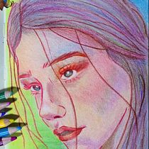 Rostro con colores creativo. Colored Pencil Drawing, Drawing, Portrait Drawing, and Sketchbook project by Fernanda Gómez González - 07.25.2025