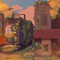 Overgrown Steampunk Scene. Un progetto di Animazione, Illustrazione tradizionale, Illustrazione digitale e Pittura digitale di Anna Margarita Ocsona - 25.07.2025