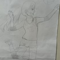 Chica jugando volet. Fine Arts, Drawing, Pencil Drawing, Realistic Drawing, Figure Drawing, and Sketching project by Miguel Urbano Alva Chauca - 07.26.2025
