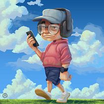 Listening to music. Character Design, Traditional illustration, Digital Illustration, and Digital Painting project by Anibal Garcia - 07.28.2025
