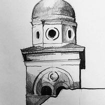 ILLUSTRATING A BELL TOWER. Un proyecto de Ilustración arquitectónica, Dibujo artístico, Dibujo y Dibujo a lápiz de Michail Pastrikos - 29.07.2025