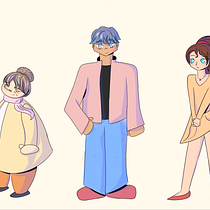 Tres personajes con anatomia estilizada. Character Design, Drawing, Figure Drawing, and Traditional illustration project by jimenabedoyah - 07.30.2025