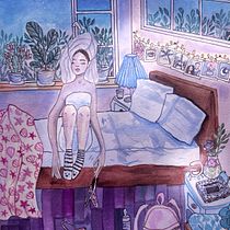 Ilustración de los rituales en la noche  Ein Projekt aus dem Bereich Skizzenentwurf, Kreativität, Zeichnung, Traditionelle Illustration, Aquarellmalerei, Gouachemalerei und Sketchbook von Andrea Vanegas Villamil - 31.07.2025
