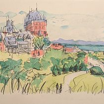 Urban watercolor scene, Quebec City. Drawing, Ink Illustration, Painting, Sketchbook, Sketching, and Watercolor Painting project by erika_gimbel - 08.03.2025
