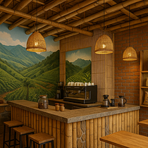 Cafe en las Montañas. Interior Architecture, Retail Design, Interior Design, Interior Decoration, and Spatial Design project by Juan Felipe Solis Bonilla - 08.05.2025