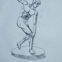 Representación de la ´´Estatua Discóbolo De Miron´´. Un proyecto de Bellas Artes, Dibujo, Dibujo a lápiz, Dibujo realista, Dibujo anatómico y Bocetado de rosanamieres - 05.08.2025
