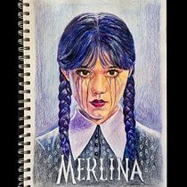 Merlina. Colored Pencil Drawing, Drawing, Portrait Drawing, and Sketchbook project by Celina Saavedra - 08.08.2025