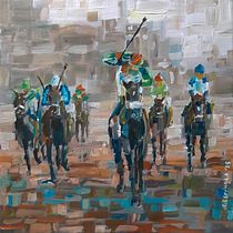 carrera de caballos. Acr, lic Painting, Fine Arts, and Painting project by Cristian Espínola - 08.10.2025