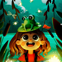 Girl and Froggy Project . 3D, 3D Character Design, 3D Modeling, Character Design, 3D Design, and Digital Illustration project by Giorgi Magradze - 08.15.2025