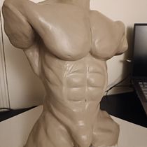 Torso of a Men's Physic IFBB PRO student of my team made by Dr. Pedro Jose Gudiel Pineda. Fine Arts, and Sculpture project by Pedro Jose Gudiel Pineda PhD - 08.16.2025
