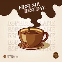 Coffee Shop Post. Un proyecto de Br, ing e Identidad, Teoría del color, Diseño, Gestión del diseño, Diseño digital, Diseño editorial, Diseño gráfico, Diseño de logotipos, Tipografía y Diseño tipográfico de sajjadahmed011 - 19.08.2025