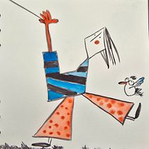 La cometa. Un proyecto de Bellas Artes, Pintura, Ilustración tradicional, Dibujo, Pintura a la acuarela, Dibujo a lápiz, Ilustración infantil y Narrativa de Marta López Para Fernández - 19.08.2025