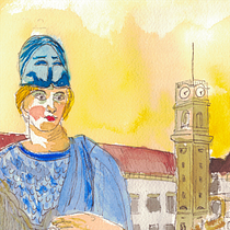 Minerva and the University of Coimbra. Sketching, Creativit, Drawing, Traditional illustration, Watercolor Painting, and Sketchbook project by jcamoes - 08.21.2025