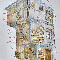 La plus vieille maison de France. Ilustração arquitetônica, Desenho, Ilustração com tinta, Sketchbook, e Esboçado projeto de Manuel Ferreira - 21.08.2025