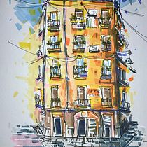 Boceto Edificio. Ilustração arquitetônica, Desenho, Ilustração com tinta, Sketchbook, e Esboçado projeto de Marcos Dguez - 21.08.2025