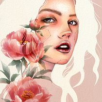 Girl and flowers  . % Carrie Apps tarafından hazırlanan Güzel sanatlar, Geleneksel illüstras, on, Tablo, Sulubo, a Resim, Çizim, Portre Çizimi, Ve Sanatsal Çizim projesi - 08.24.2025