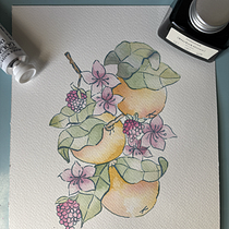 Ilustracion acuarela tinta y crayon  Ein Projekt aus dem Bereich Malerei mit Acr, l, Traditionelle Illustration, Aquarellmalerei, Botanische Illustration, Zeichnen mit Buntstiften und Illustration mit Tinte von Mel E. - 24.08.2025