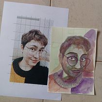 Auto retrato em Aquarela  por @saorissketchbook. Projekt z dziedziny  Sztuki piękne, Portret,  Malarstwo i Malowanie akwarelą użytkownika Andrea Saori Henriques - 29.08.2025