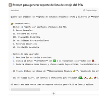 Pompt de revisión de PEA (programas de estudio analitico. ChatGPT project by Guillermo Balderas Cruz - 09.08.2025