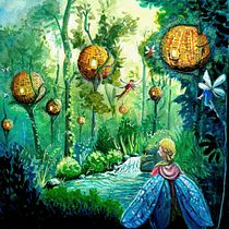 Fantasy Forest with Fairies. Fine Arts, Gouache Painting, Naturalistic Illustration, Painting, and Watercolor Painting project by jutta_loeffler - 09.08.2025