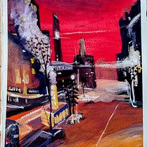 Paysage nocture avec palette rouge . % Johanne Kirouac tarafından hazırlanan Mimari İllüstras, on, Guaj Bo, ama, Ve Eskiz defteri projesi - 09.09.2025
