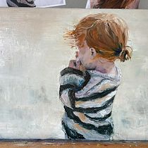 Little Girl from back . Projekt z dziedziny  Sztuki piękne, Trad, c, jna ilustracja, Malarstwo olejowe i  Malarstwo użytkownika Mela Nie - 13.09.2025
