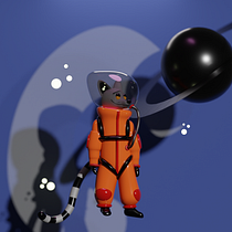 3D Astronaut Lemur. 3D, 3D Character Design, 3D Design, 3D Modeling, and Character Design project by roxaneswiercz - 09.15.2025