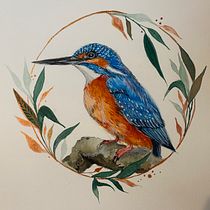 Eisvogel - Absclussprojekt. Botanical Illustration, Decorative Painting, Traditional illustration, Naturalistic Illustration, Painting, and Watercolor Painting project by mabienchen - 09.20.2025