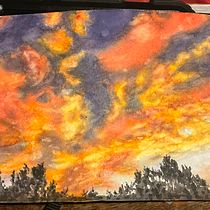 Ciel diurne et coucher de soleil à l'aquarelle. Fine Arts, Painting, Sketchbook, and Watercolor Painting project by p_m_guinchard - 09.23.2025