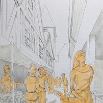 Medieval Market. Artes plásticas, Esboçado, Desenho, Desenho a lápis, Desenho anatômico, Desenho artístico e Ilustração tradicional projeto de szary2311 - 26.09.2025