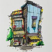 House, flowers and Albert ;) Ein Projekt aus dem Bereich Architektonische Illustration, Zeichnung, Illustration mit Tinte, Sketchbook und Skizzenentwurf von ilanibox - 27.09.2025