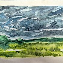 Murky gloomy sky . Artes plásticas, Pintura, e Pintura em aquarela projeto de Sagarika I - 04.10.2025