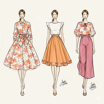 Primavera Suave . Sketching, Digital Drawing, Fashion Design, Traditional illustration, and Fashion Illustration	 project by Jade Alves - 10.07.2025
