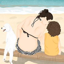 Praia. Digital Drawing, Digital Illustration, Drawing, and Traditional illustration project by cintiamariafelix - 10.22.2025