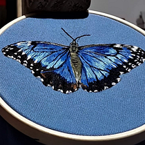 mariposa blue Morpho . Un proyecto de Bordado de Cecilia Astudillo - 30.10.2025