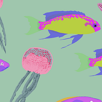 Se eu fosse um Peixinho .... Costume Design, Digital Illustration, Fashion Design, Traditional illustration, and Pattern Design project by Daise Morais - 10.30.2025