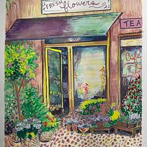 Flower cafe in Gouache Ein Projekt aus dem Bereich Traditionelle Illustration, Malerei, Botanische Illustration, Hand Lettering, Architektonische Illustration, Gouachemalerei, Blumen- und Pflanzendesign und Raumgestaltung von Rose Fante - 02.11.2025